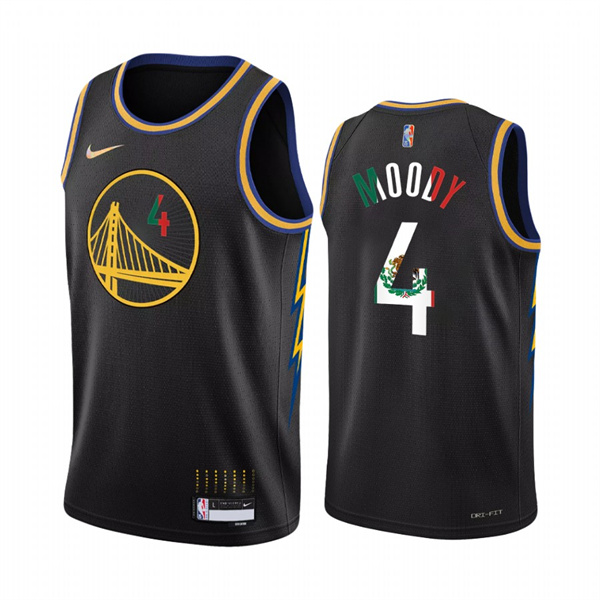Men's Golden State Warriors #4 Moses Moody 2022 Black Special Mexico City Edition Stitched Jersey Men's Golden State Warriors #4 Moses Moody 2022 Black Special Mexico City Edition Stitched Jersey